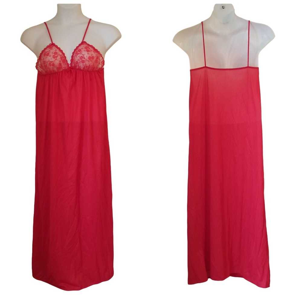 Vintage Peignoir OS Red Bridal Set Nightgown Robe… - image 4