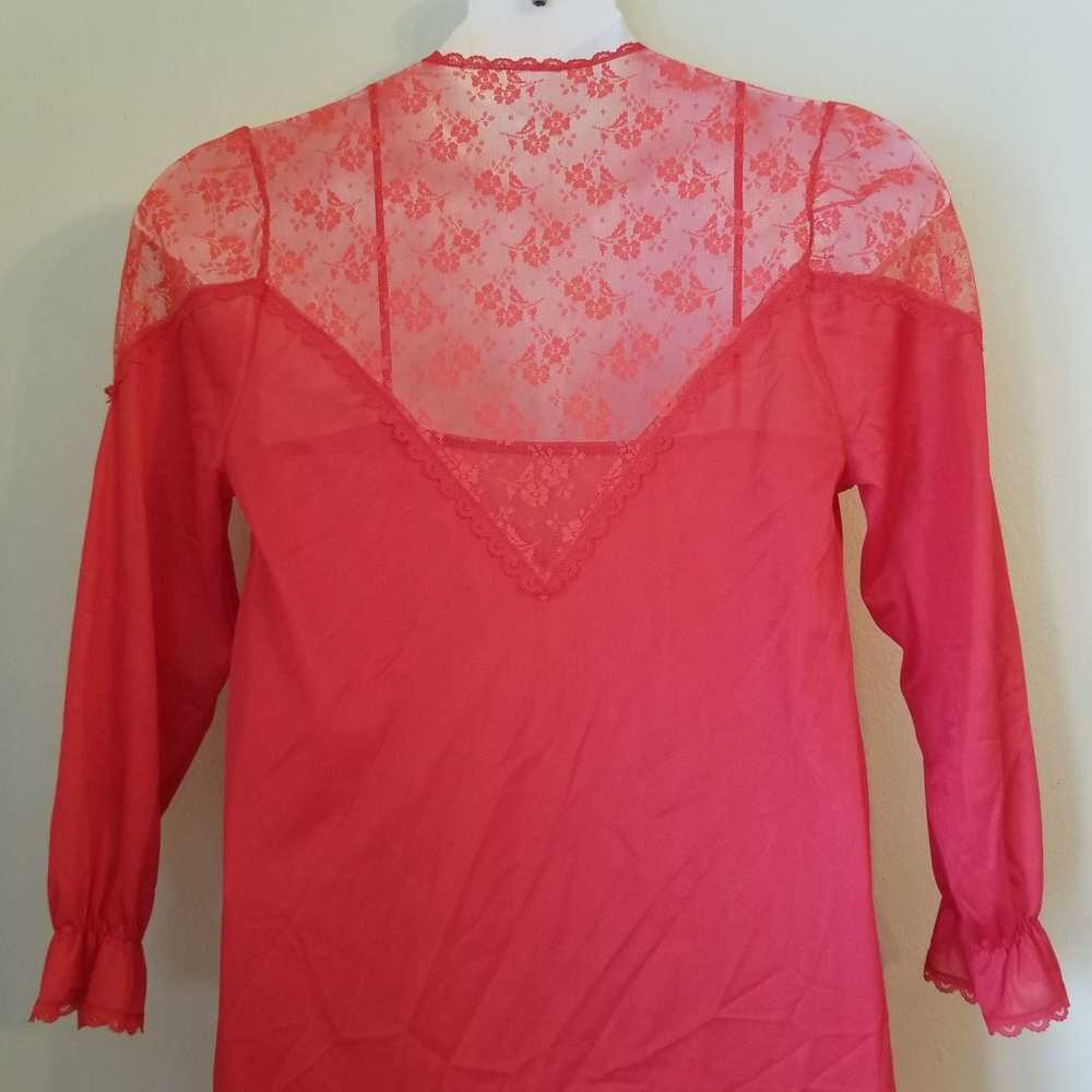 Vintage Peignoir OS Red Bridal Set Nightgown Robe… - image 5