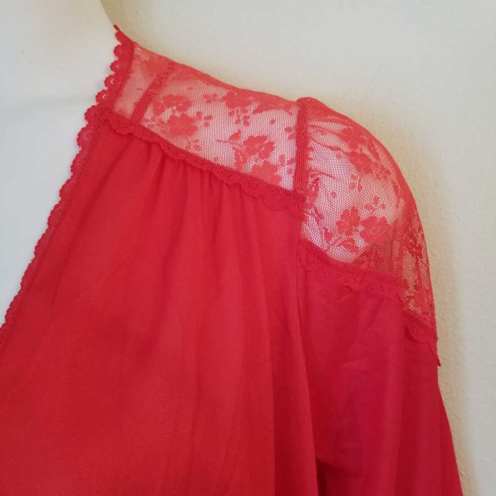 Vintage Peignoir OS Red Bridal Set Nightgown Robe… - image 6