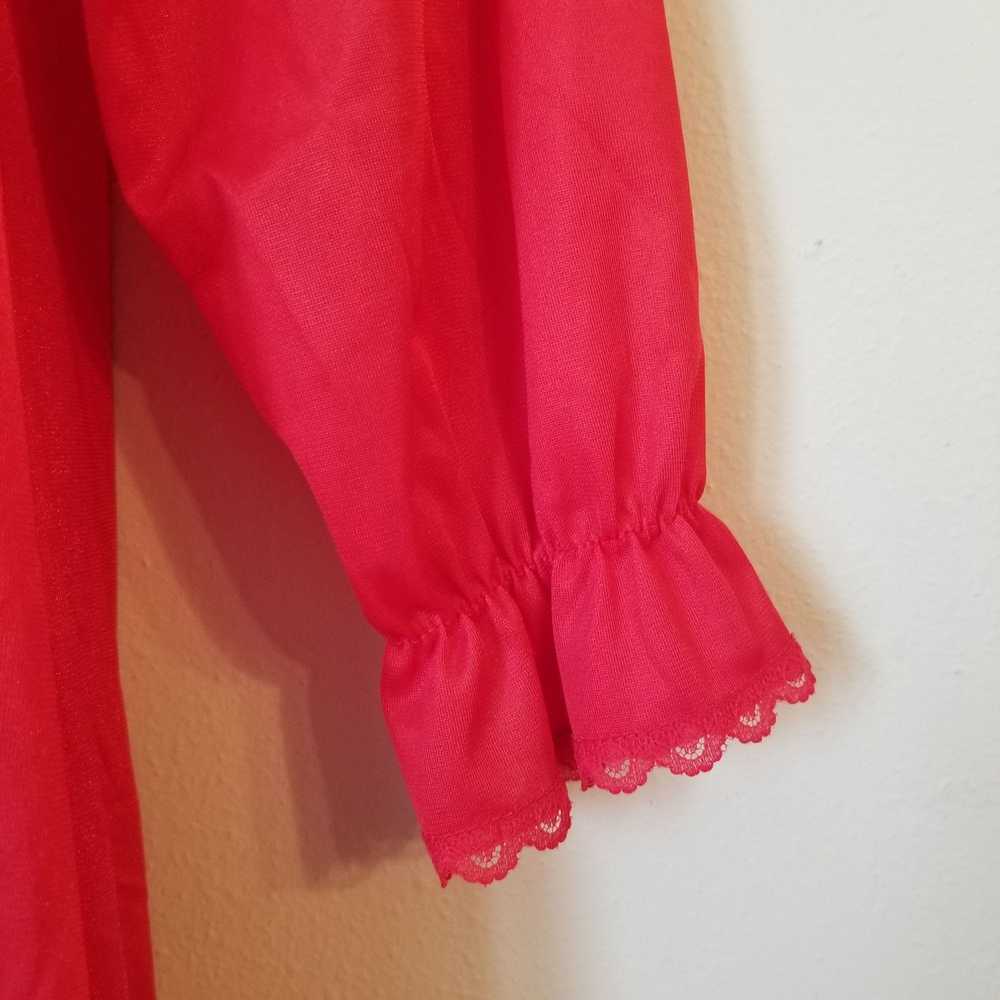 Vintage Peignoir OS Red Bridal Set Nightgown Robe… - image 7