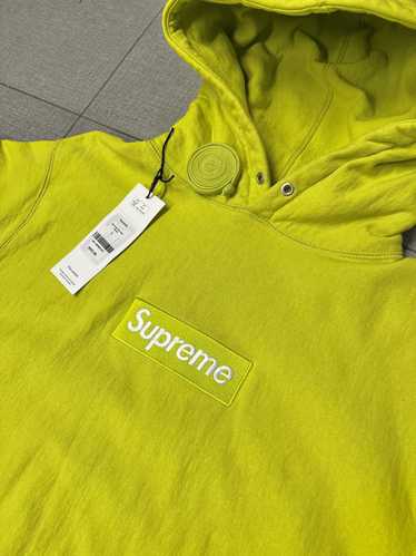 Supreme Box Logo Hoodie Hooded Sweatshirt Black Neon Yellow Logo