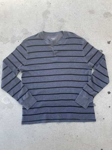 Merona × Vintage Grey and Black Striped Long Sleev