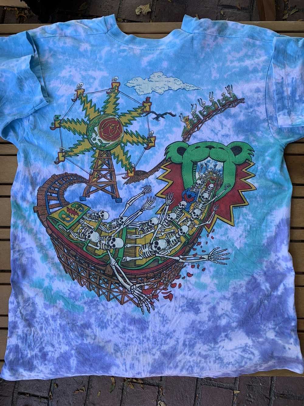 1993 Grateful Dead Ship of Fools Liquid Blue Tie Dye T Shirt – Rare VNTG