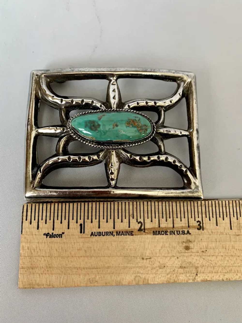Sterling Sandcast and Turquoise Buckle - image 6
