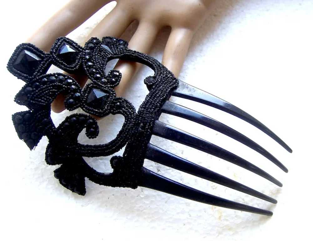 Spanish style Victorian mourning hair comb French… - image 10