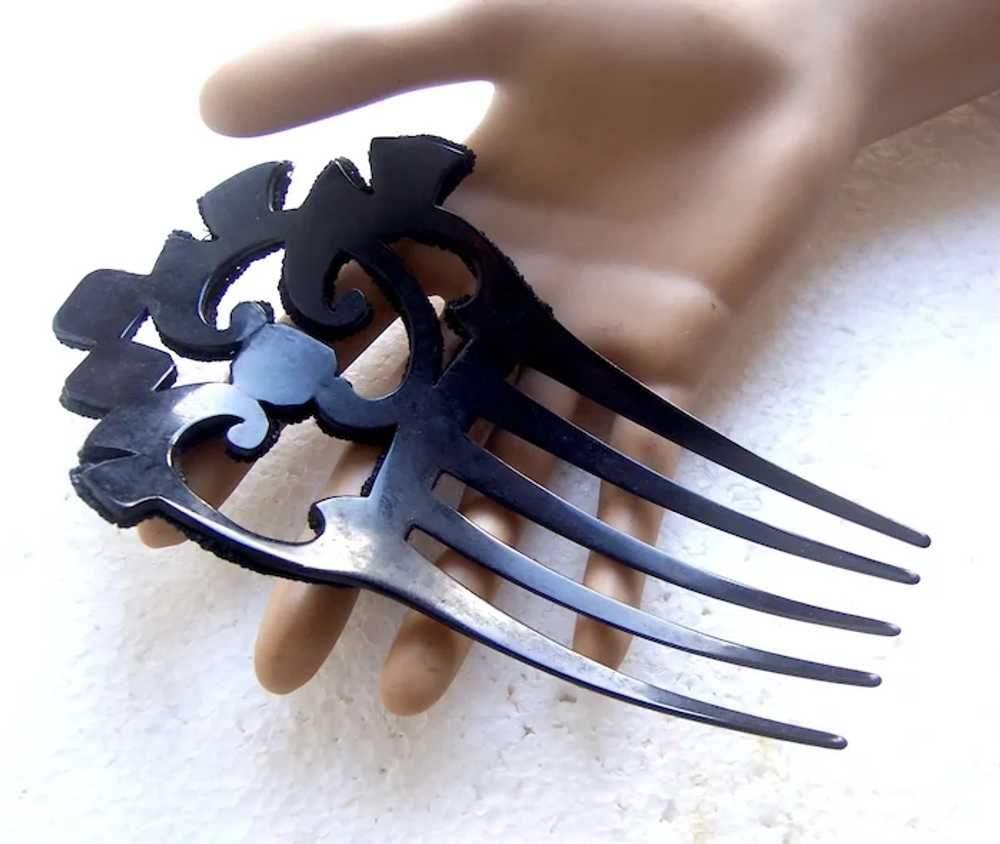 Spanish style Victorian mourning hair comb French… - image 11