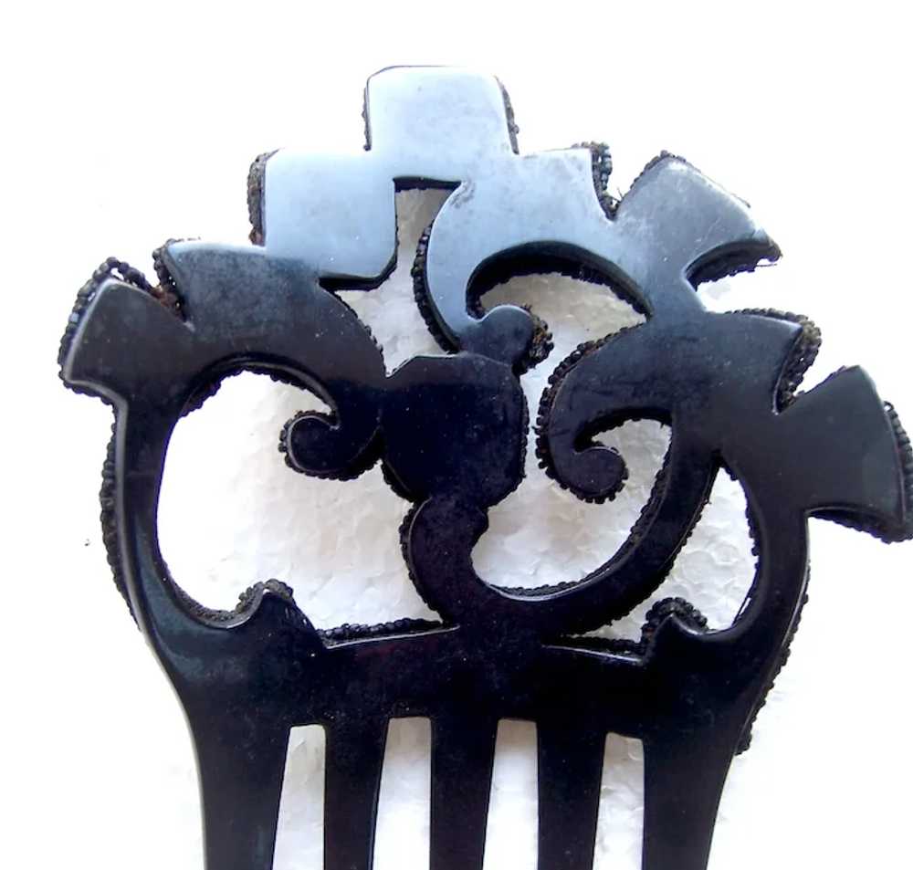 Spanish style Victorian mourning hair comb French… - image 4