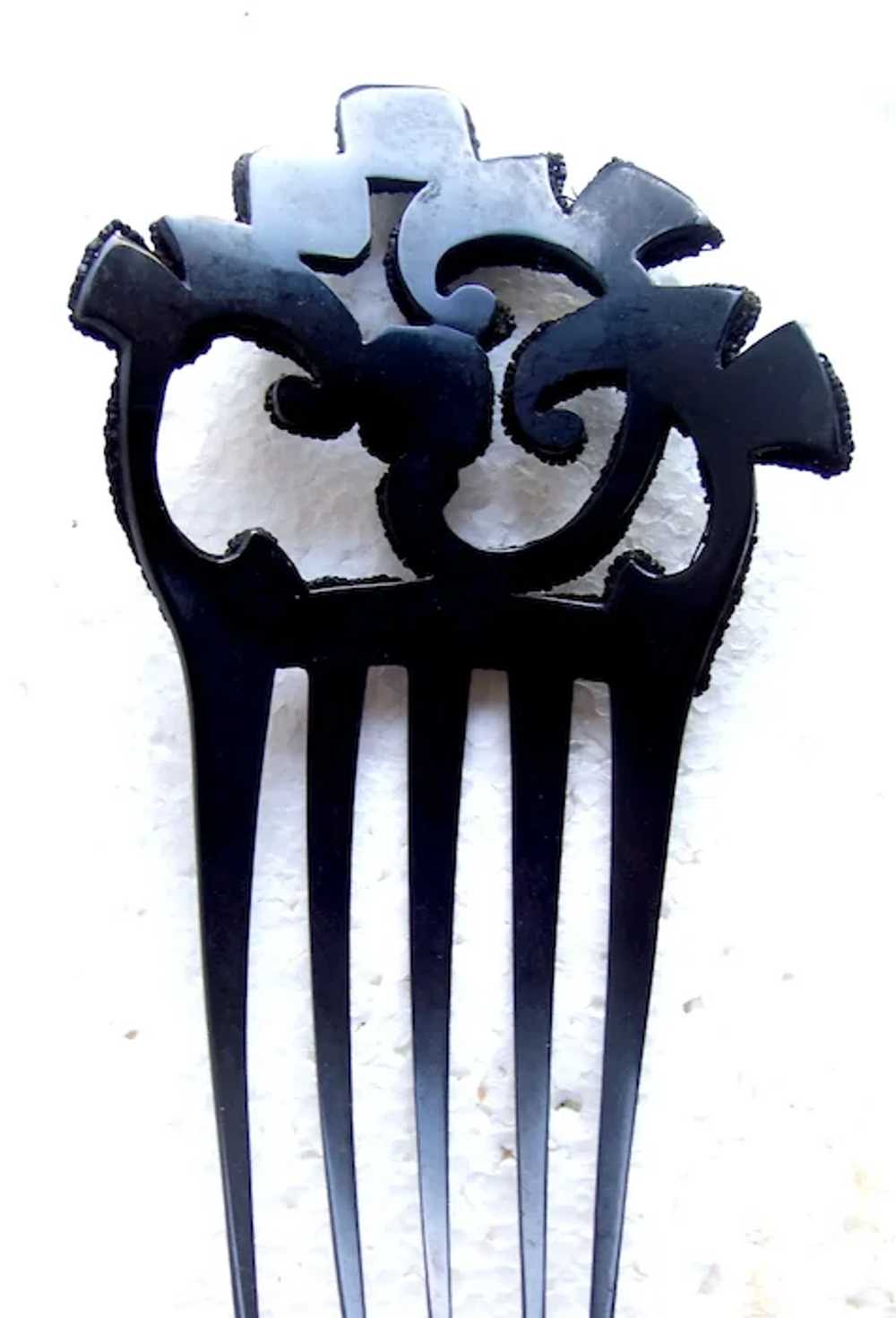 Spanish style Victorian mourning hair comb French… - image 6