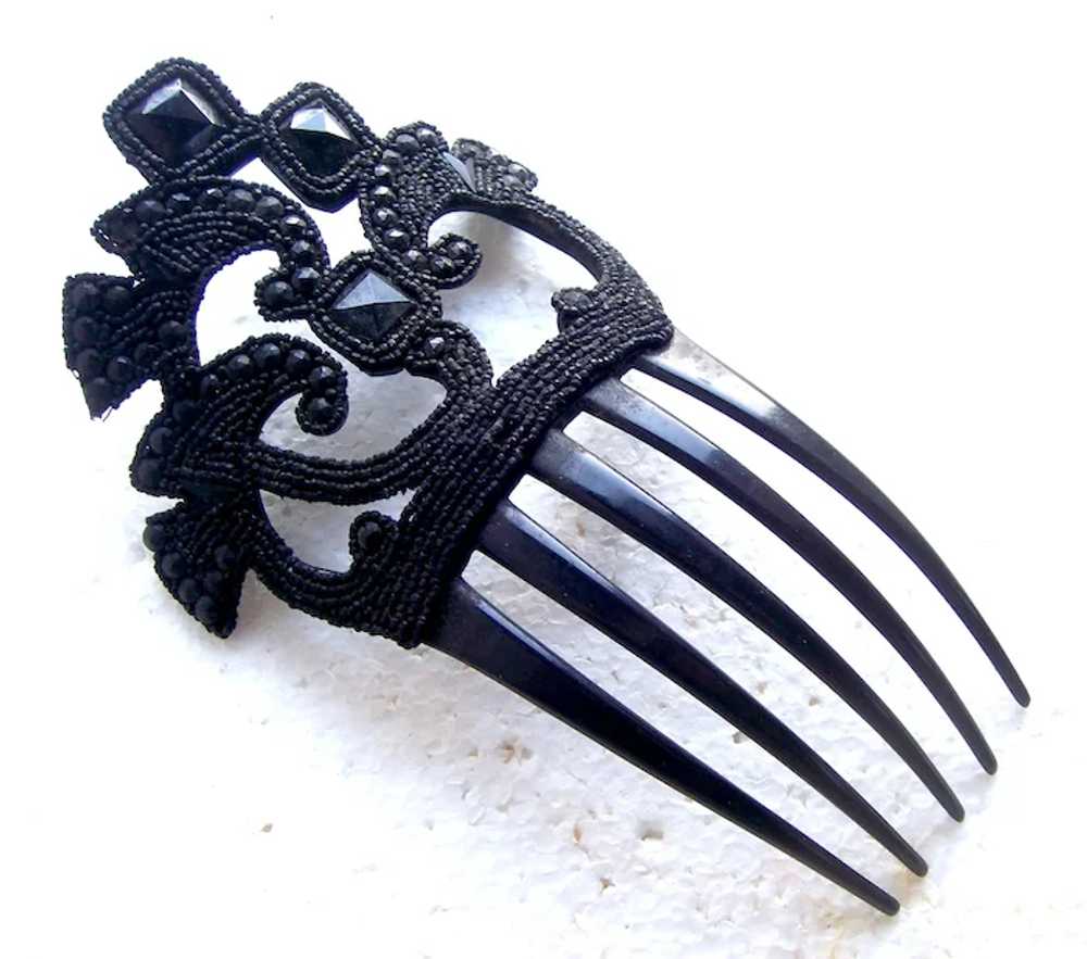 Spanish style Victorian mourning hair comb French… - image 7