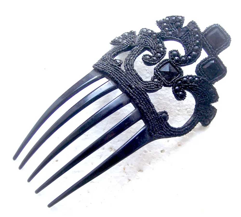 Spanish style Victorian mourning hair comb French… - image 8