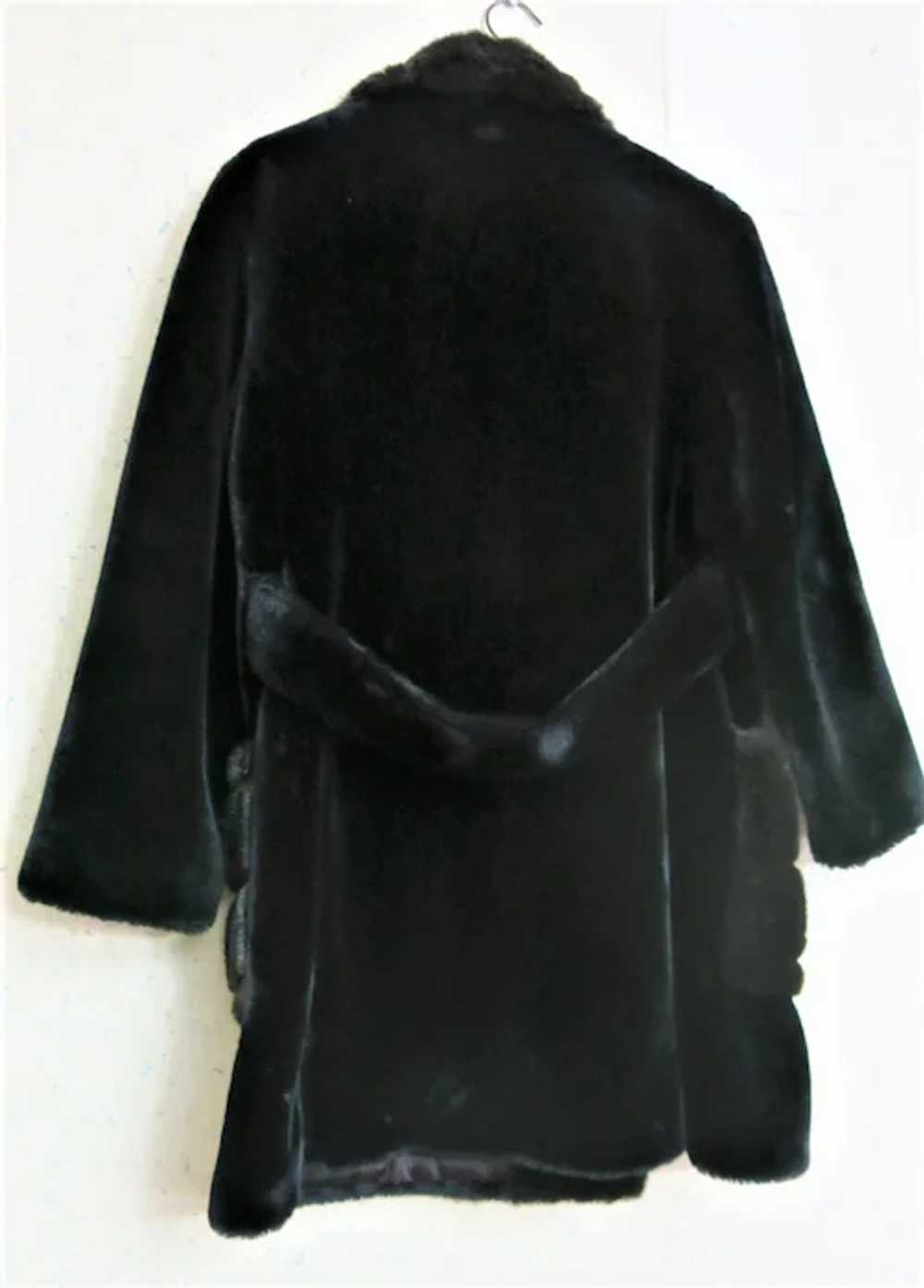 1950's Black Plush Faux Fur Borgana Women's Coat … - image 2