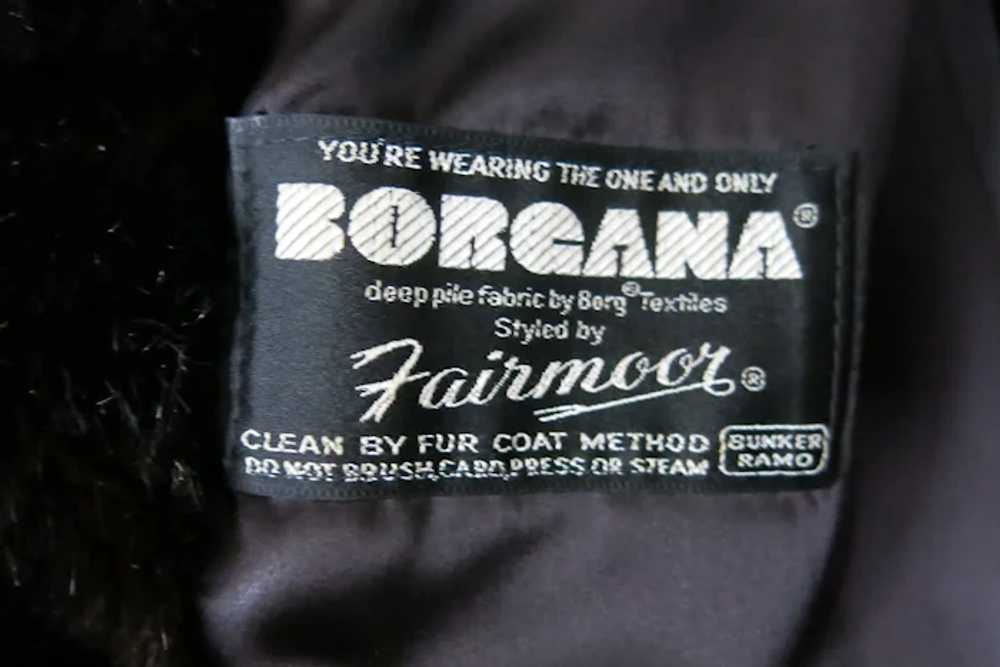 1950's Black Plush Faux Fur Borgana Women's Coat … - image 3