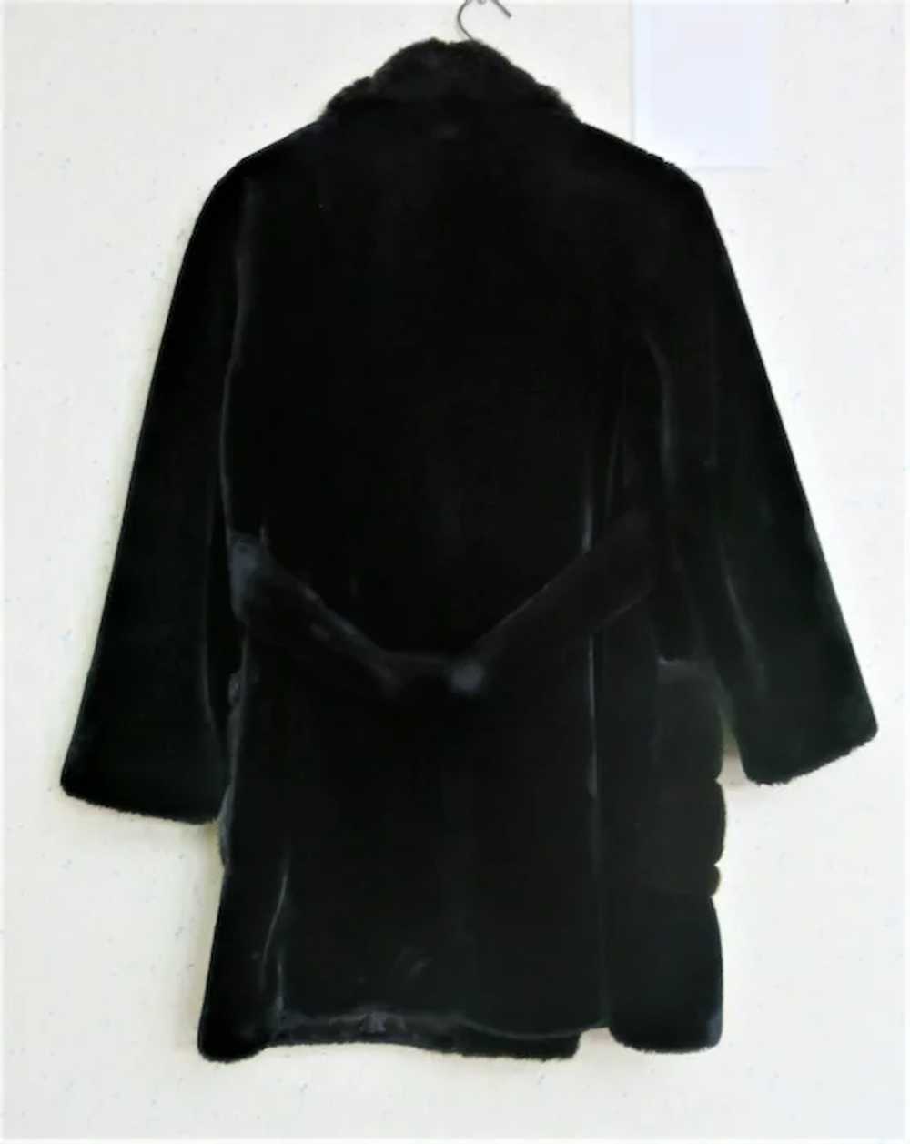1950's Black Plush Faux Fur Borgana Women's Coat … - image 6