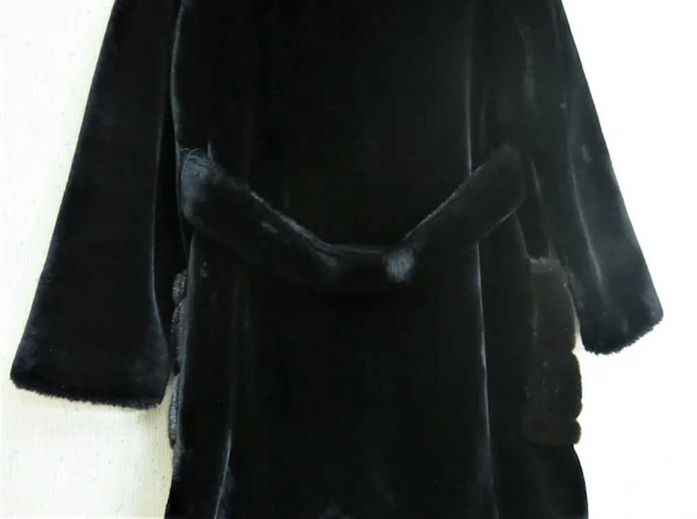 1950's Black Plush Faux Fur Borgana Women's Coat … - image 7