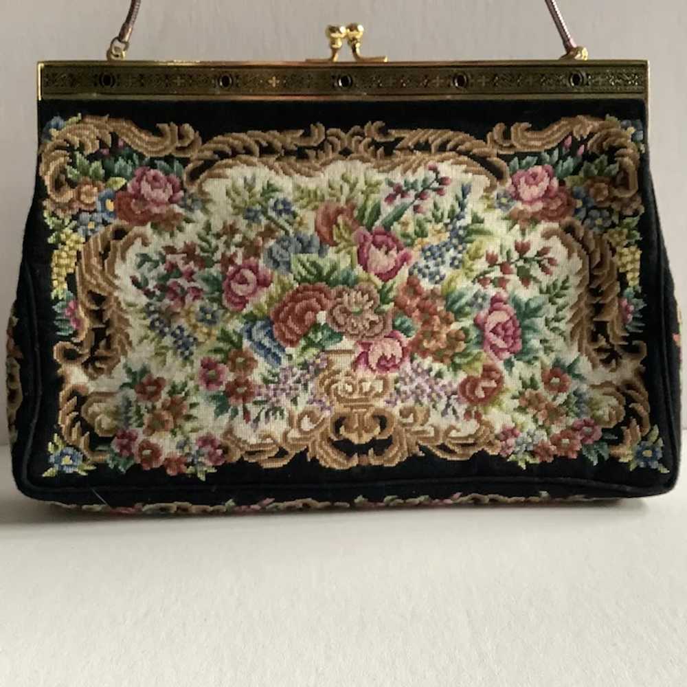 Vintage Floral Tapestry Purse with Rolled Chain - image 10