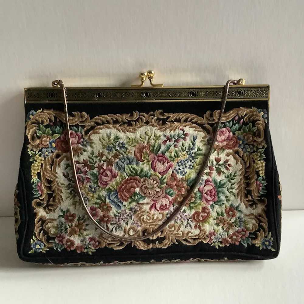 Vintage Floral Tapestry Purse with Rolled Chain - image 11