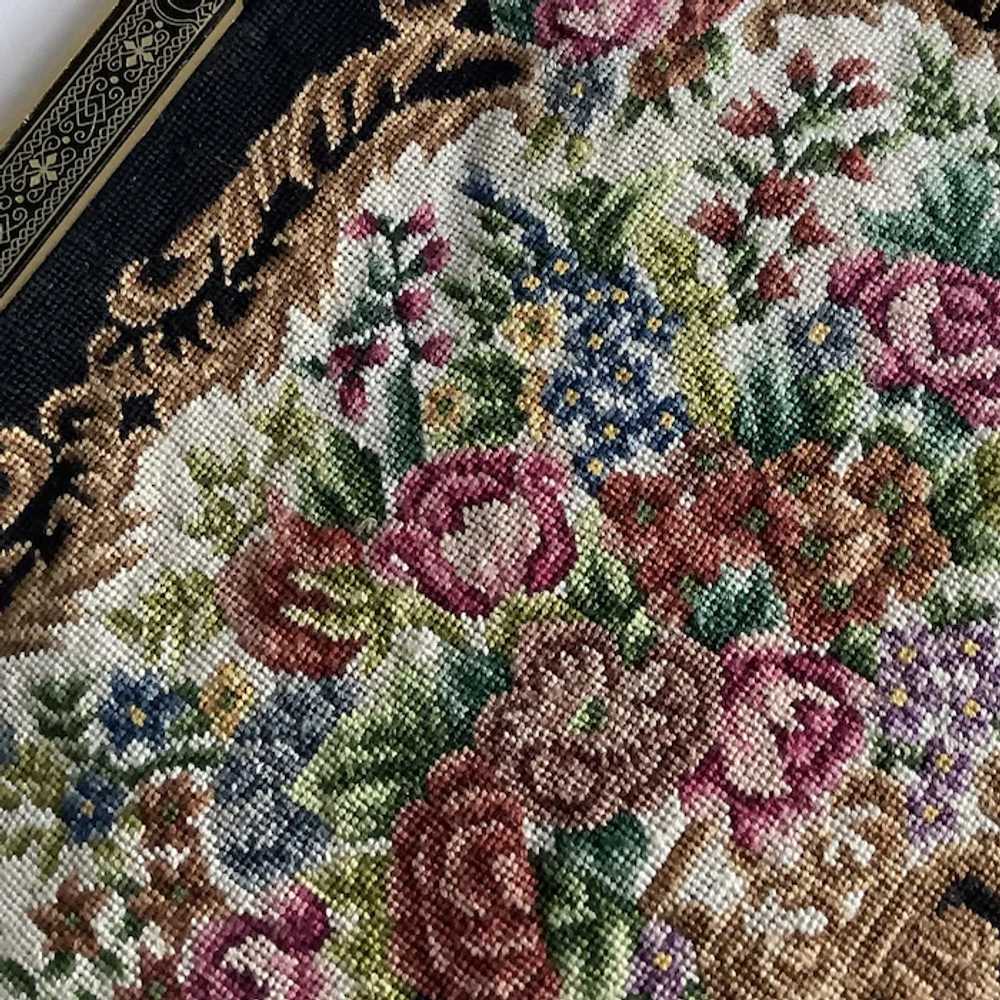 Vintage Floral Tapestry Purse with Rolled Chain - image 3