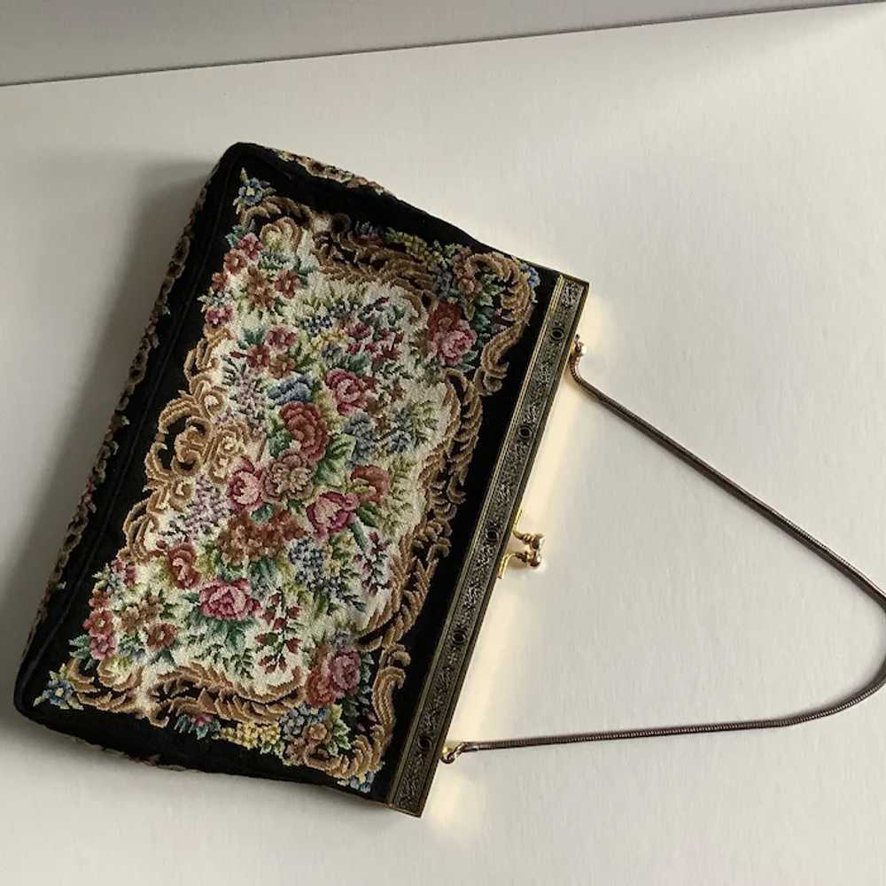 Vintage Floral Tapestry Purse with Rolled Chain - image 6