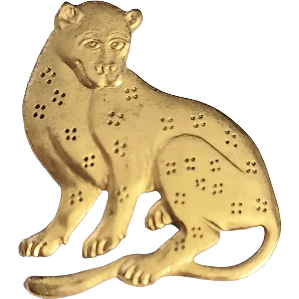 MMA Metropolitan Museum of Art Gold Tone Wild Cat… - image 1