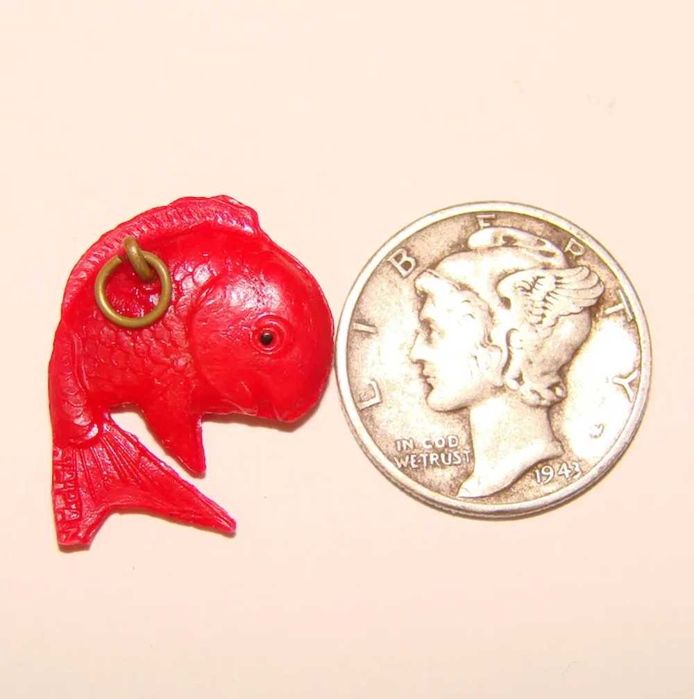 Awesome RED FISH Vintage Celluloid Estate Charm - image 2