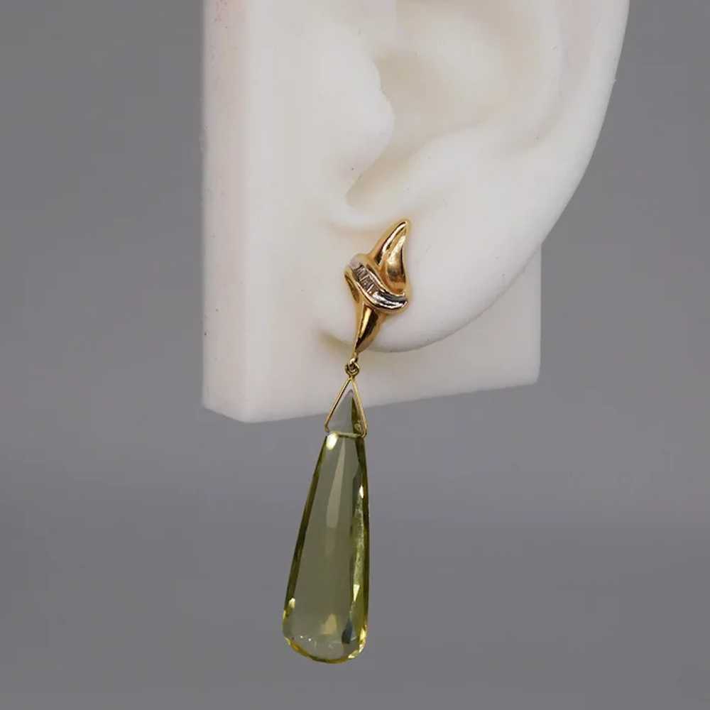 Citrine Diamond 14K Yellow White Gold Dangle Drop… - image 12