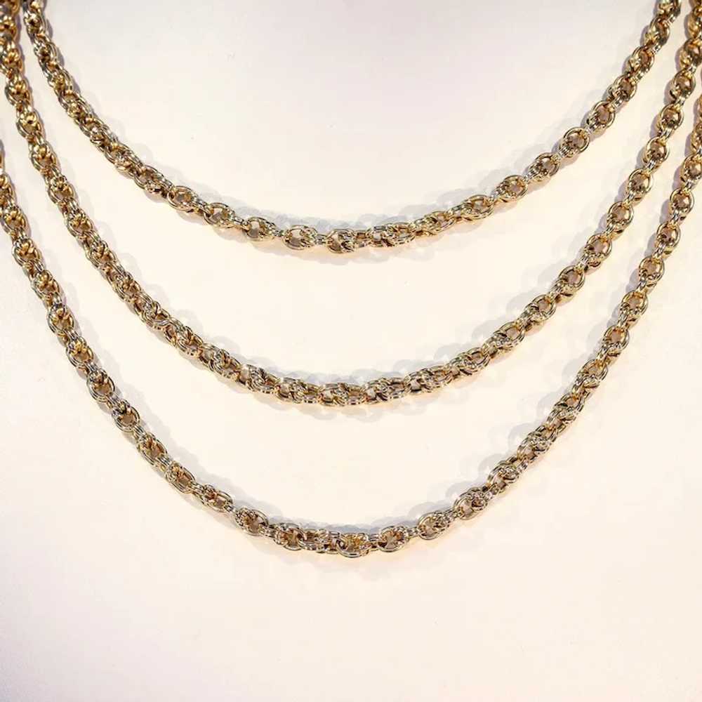 Antique French Long Guard Chain 52 inches 18k Gold - image 9