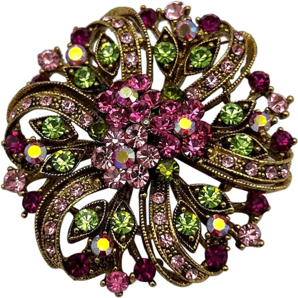 Rhinestone Floral Pendant/Brooch - image 1