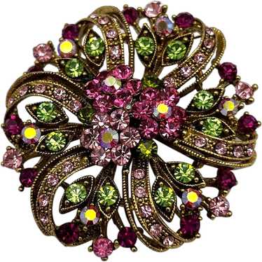 Rhinestone Floral Pendant/Brooch - image 1