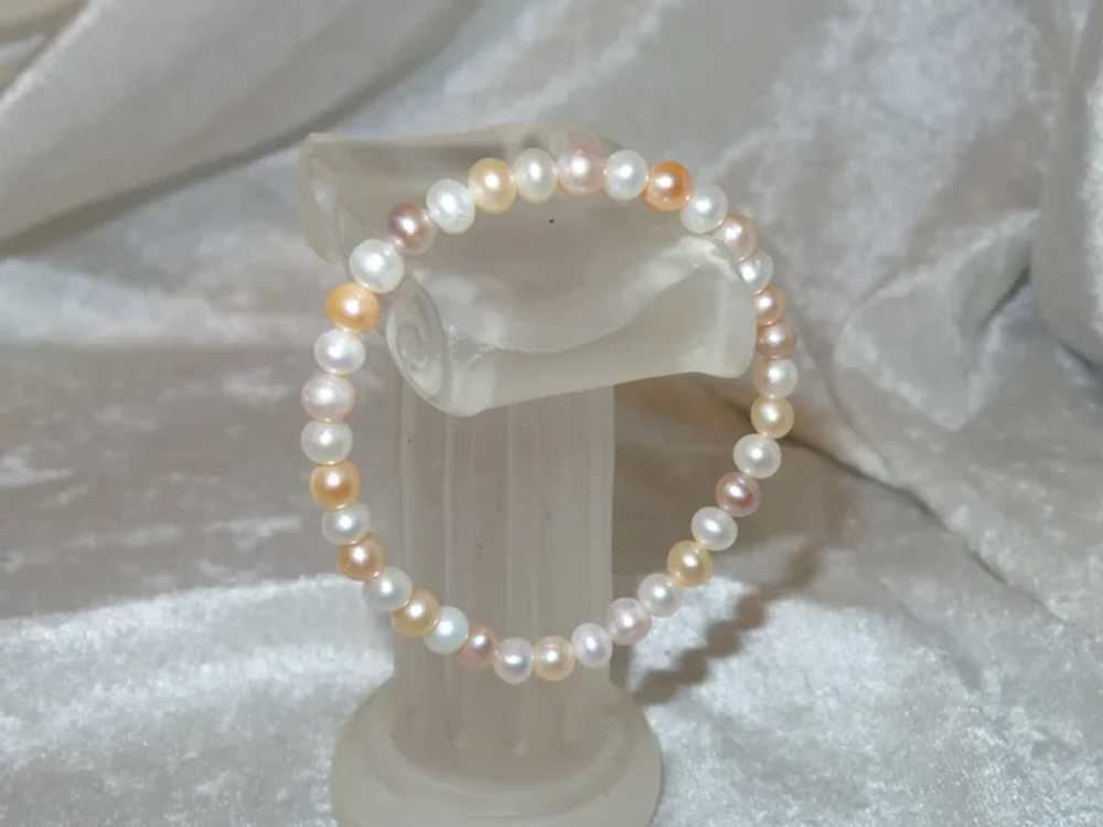 Vintage Cultured Multi Colored Pearl Bracelet on … - image 4