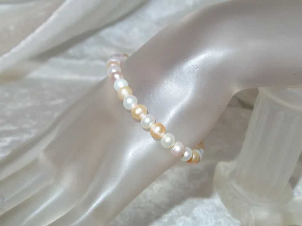 Vintage Cultured Multi Colored Pearl Bracelet on … - image 6
