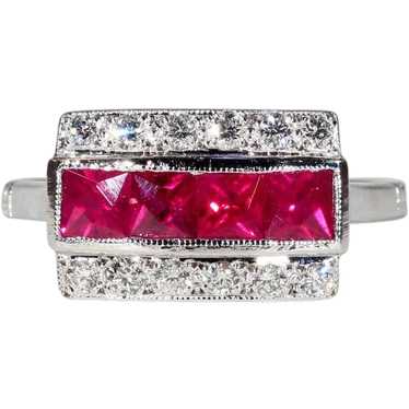 Ruby Diamond White Gold Cocktail Ring - image 1