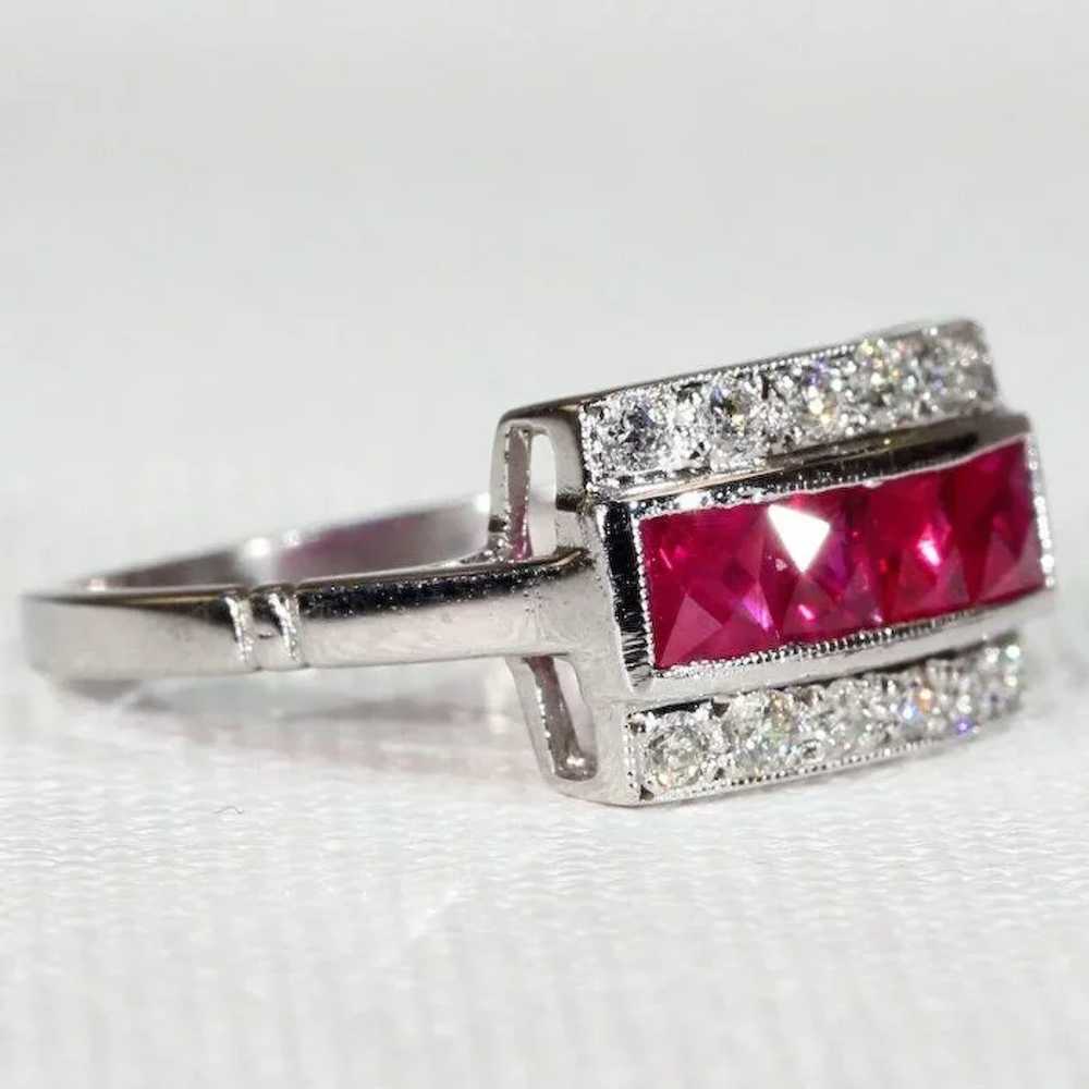 Ruby Diamond White Gold Cocktail Ring - image 2