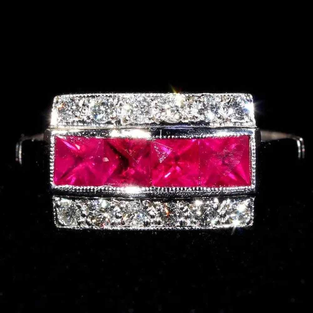 Ruby Diamond White Gold Cocktail Ring - image 3