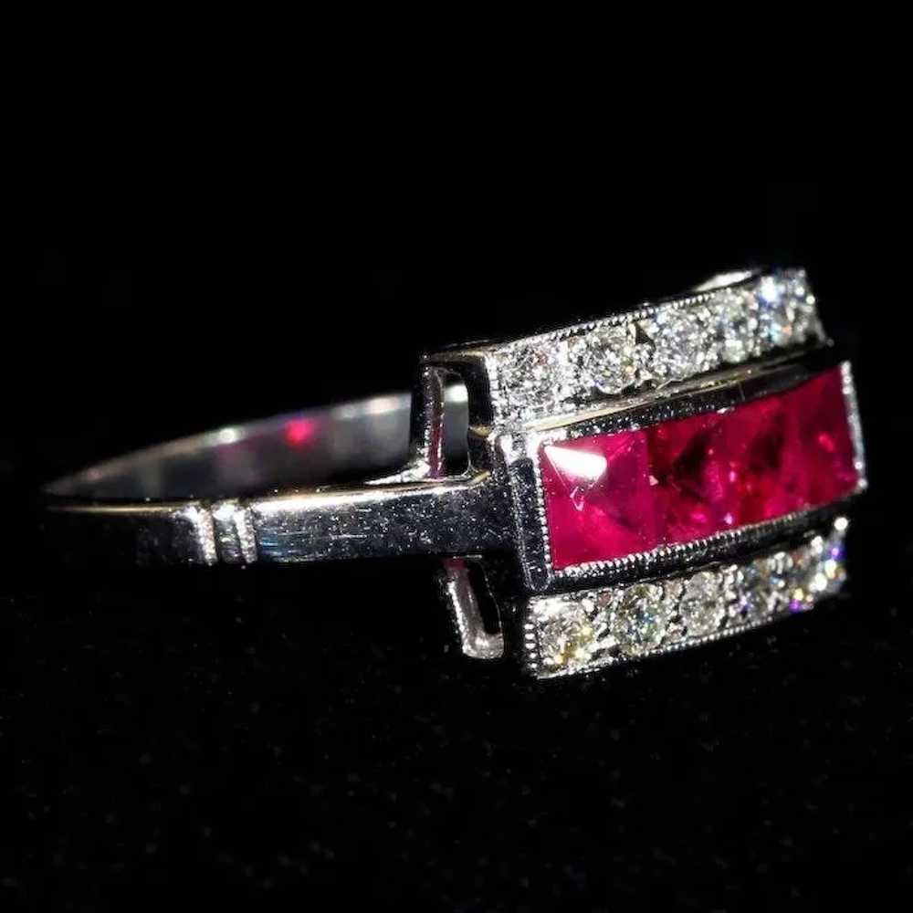 Ruby Diamond White Gold Cocktail Ring - image 4
