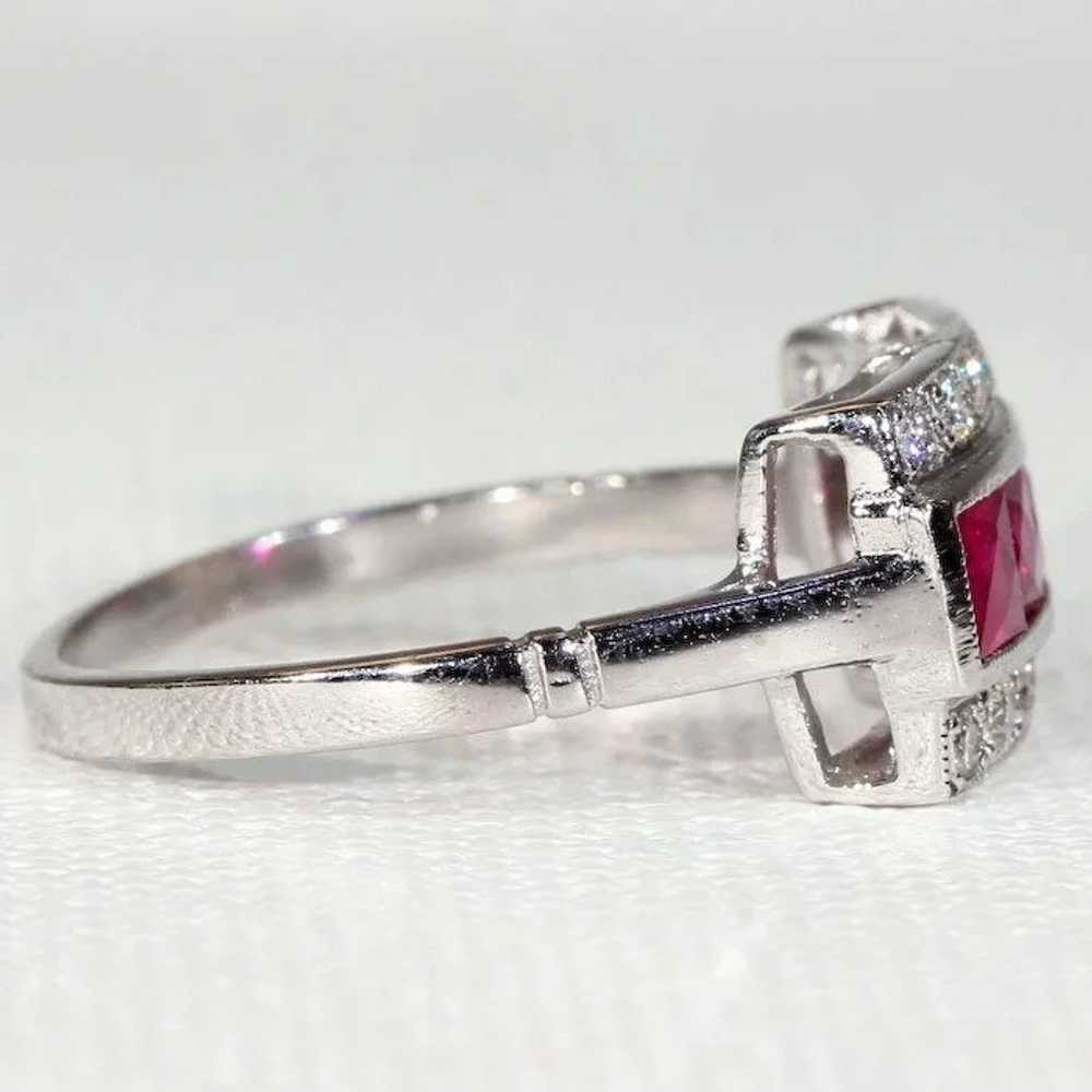 Ruby Diamond White Gold Cocktail Ring - image 7
