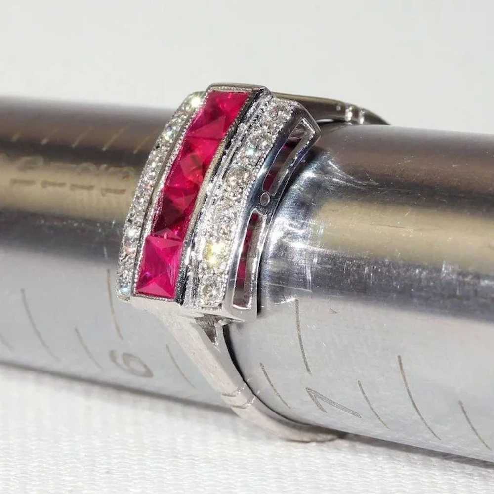 Ruby Diamond White Gold Cocktail Ring - image 8