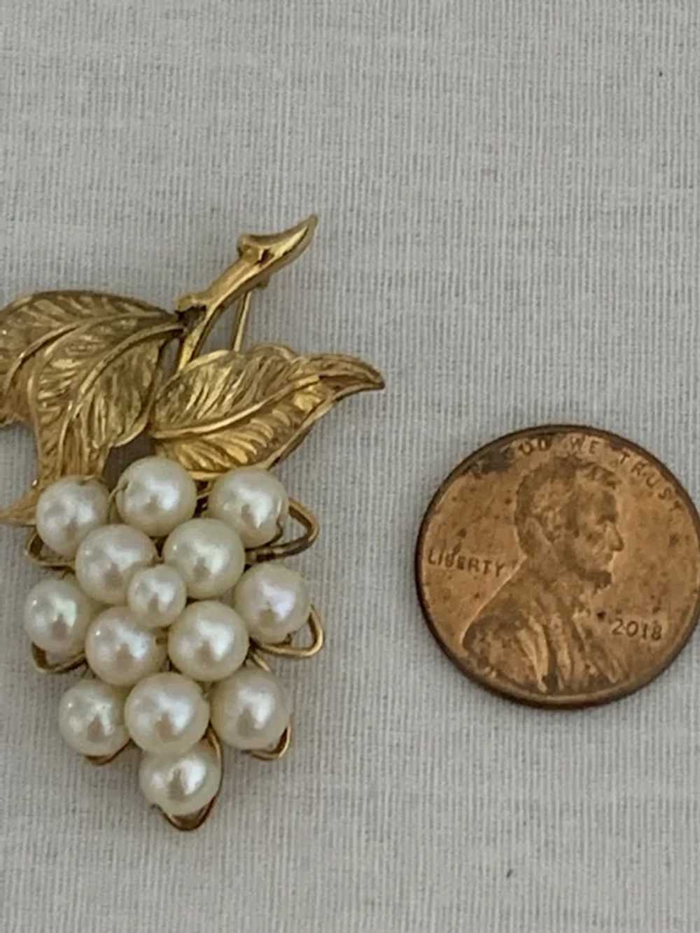 Vintage 1950’s Cultured Pearls Gold Filled Brooch… - image 2