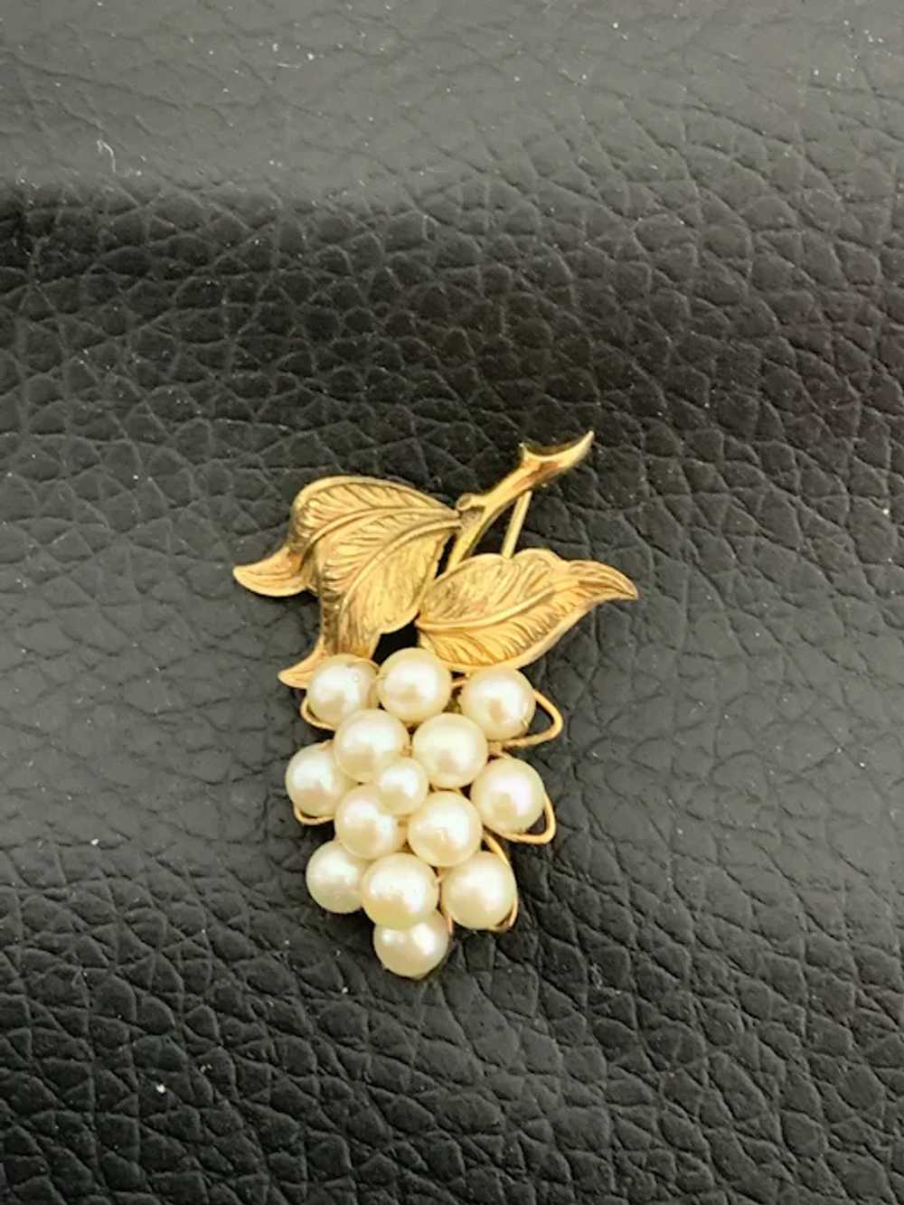 Vintage 1950’s Cultured Pearls Gold Filled Brooch… - image 6