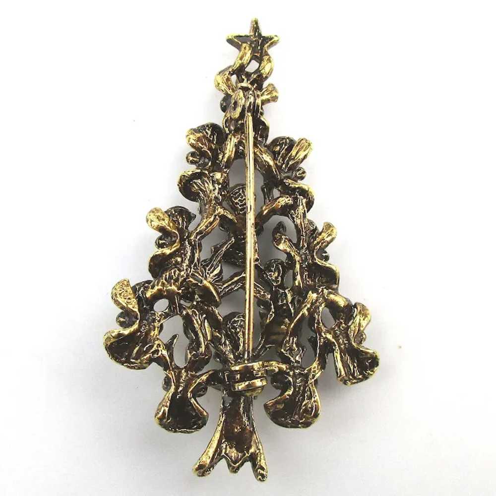 Vintage Christmas Tree Pin of Angels - image 4