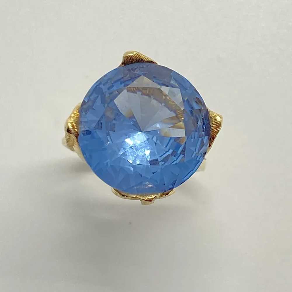 Blue Spinel Solitaire Ring 15.2 Carats 14K Gold L… - image 2
