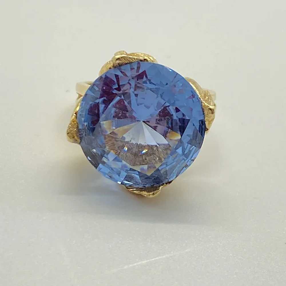 Blue Spinel Solitaire Ring 15.2 Carats 14K Gold L… - image 3