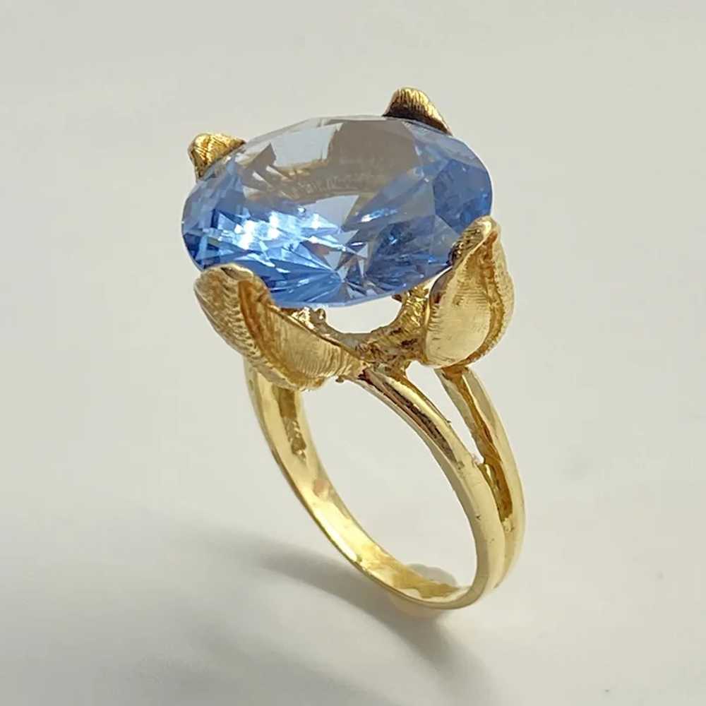 Blue Spinel Solitaire Ring 15.2 Carats 14K Gold L… - image 4