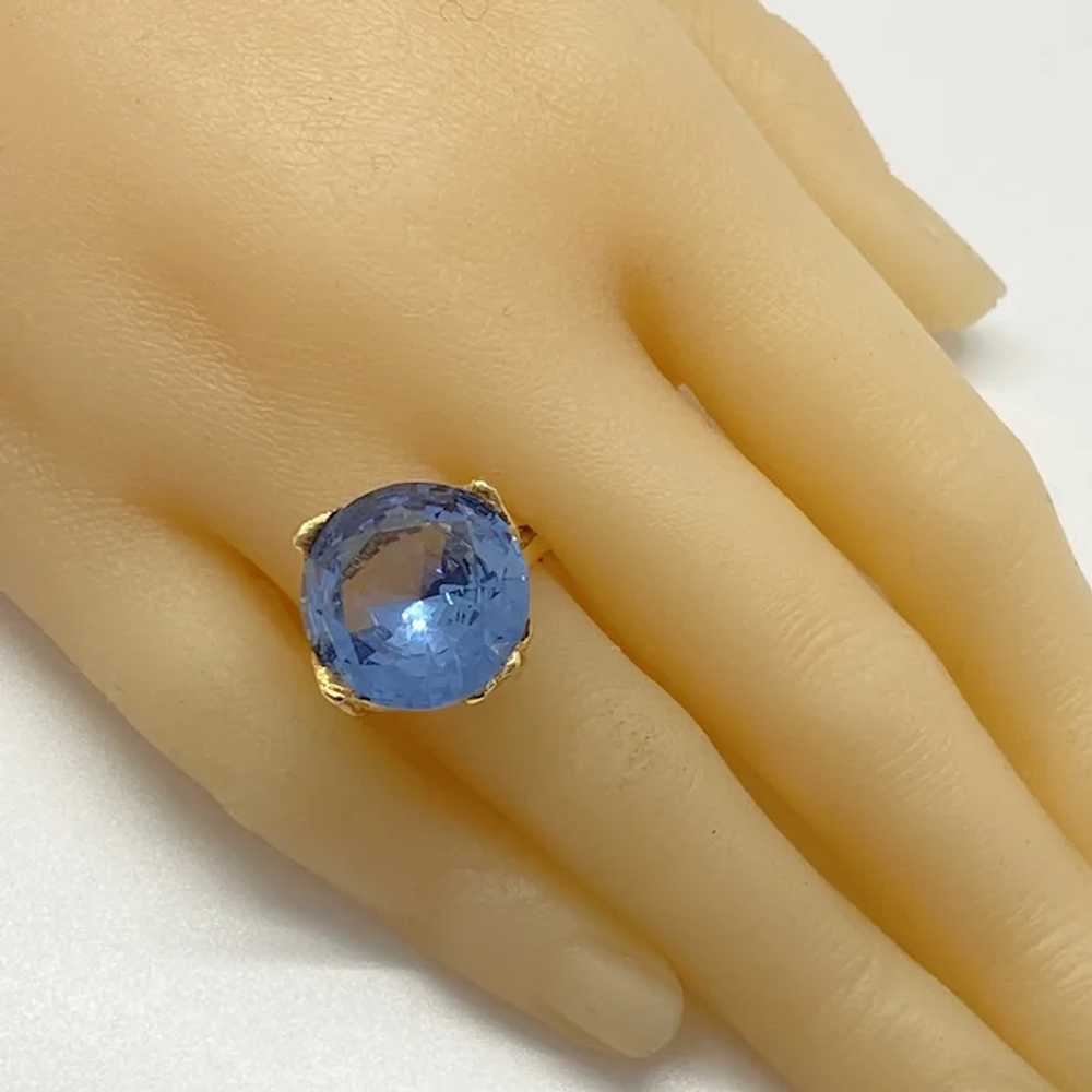 Blue Spinel Solitaire Ring 15.2 Carats 14K Gold L… - image 5