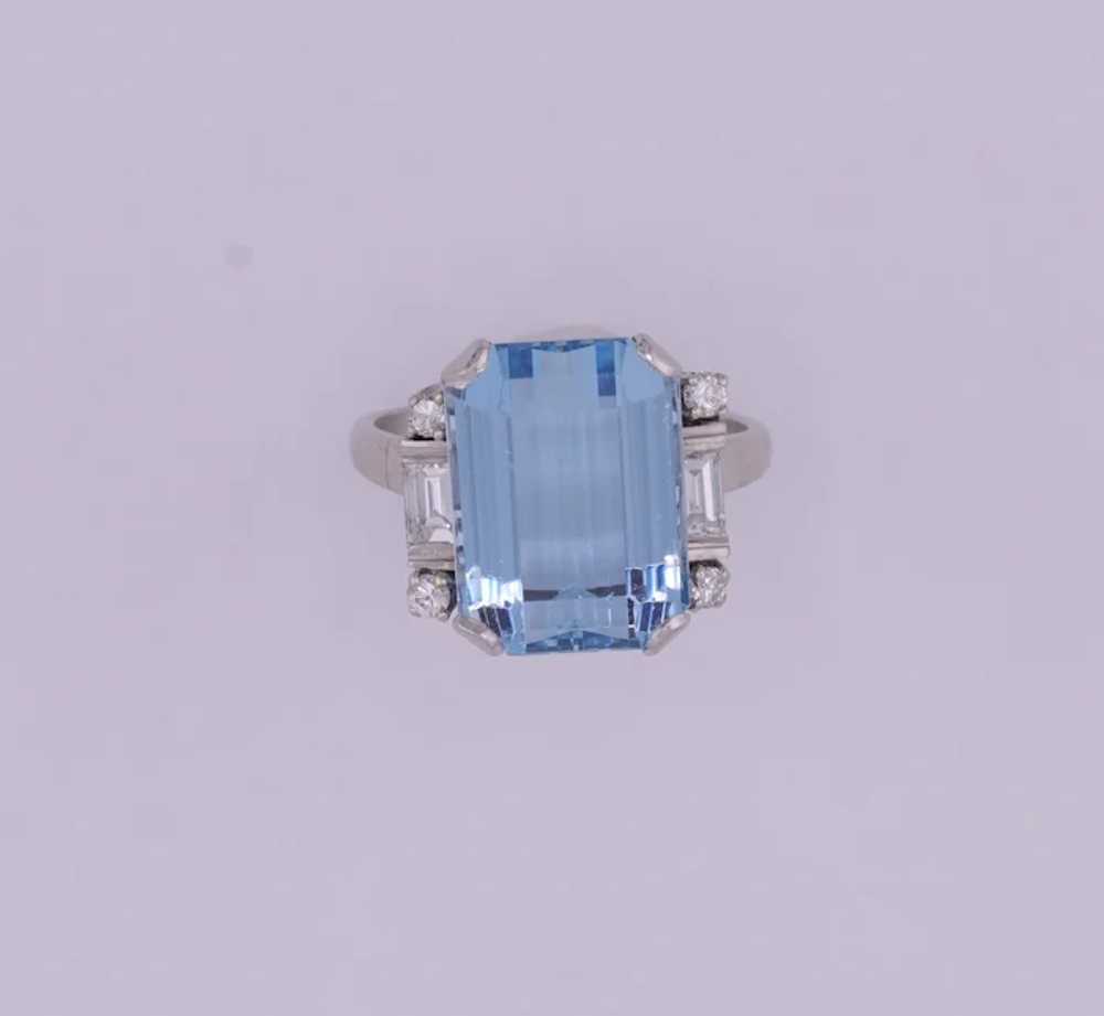 Vintage 8 Ct Natural Aquamarine and Diamond Plati… - image 4