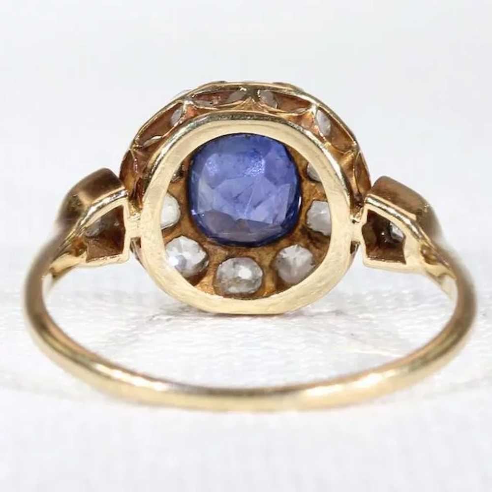 Victorian Sapphire Diamond Cluster Ring - image 4