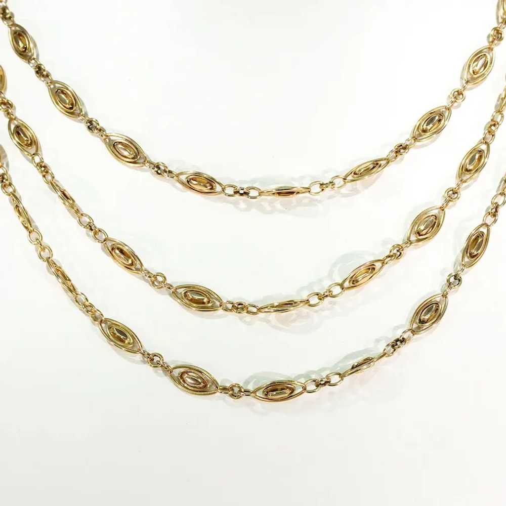 Exquisite French Long Guard Chain Necklace 18k Go… - image 3