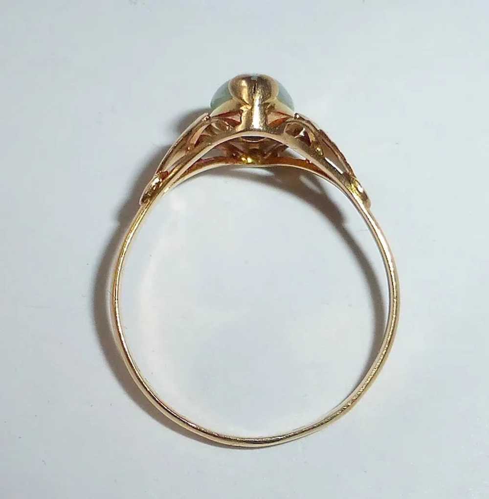 18k Ring Marquise Cabochon Nephrite Jade - image 6