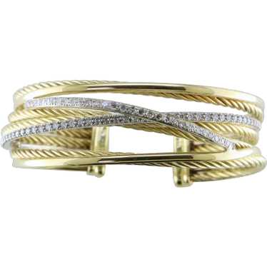 18K Yellow and White Gold Diamond Cuff Bracelet - image 1