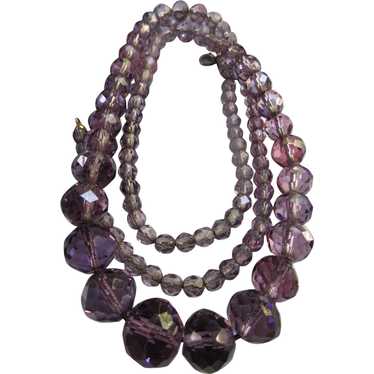 Older Vintage 10K Faceted Amethyst Bead Necklace