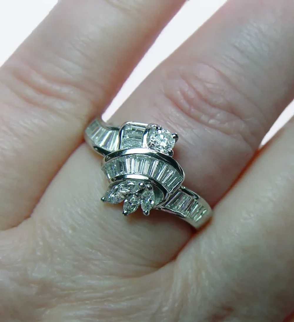 Vintage Platinum Marquise Baguette Round Diamond … - image 5